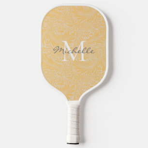 Raquette De Pickleball Elegant Gold Floral Botanical Monogram
