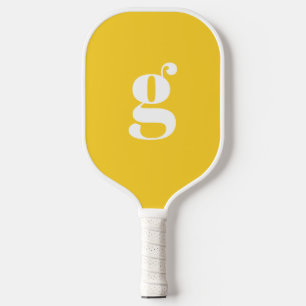 Raquette De Pickleball Élégant Gras Monogramme initial Toscane Jaune