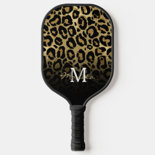 Raquette De Pickleball Élégant léopard doré Personnalisé