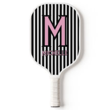 Élégant Monogramme de Script Rose avec Rayures Noi