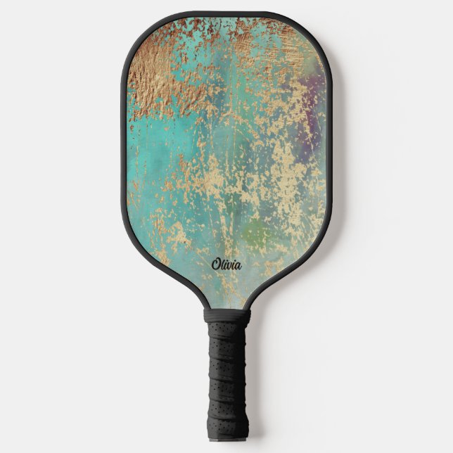 Raquette De Pickleball Élégant Monogramme Or (Recto)