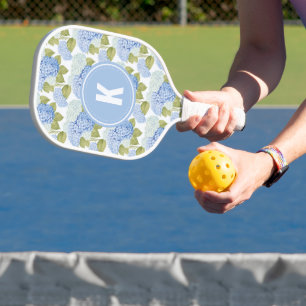 Raquette De Pickleball Élégant Motif de fleurs d'hydragea bleu