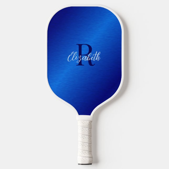 Raquette De Pickleball Élégant Royal Blue Monogramme (Recto)