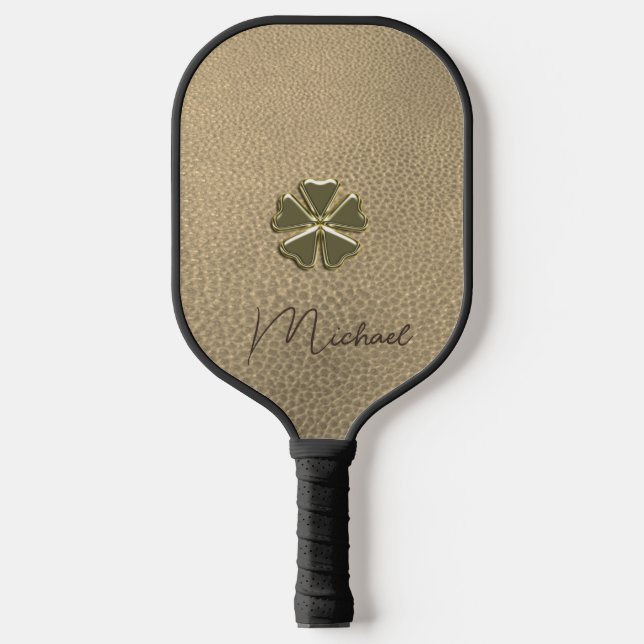 Raquette De Pickleball Elégant Shamrock Patrick's Day Leather (Recto)