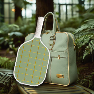 Raquette De Pickleball Elégante Grille Or et Sage Green