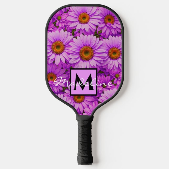 Raquette De Pickleball Élégante marguerite florale magenta rose foncé (Recto)