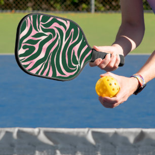Raquette De Pickleball Elégante Parties scintillant Rose or Zebra Green P