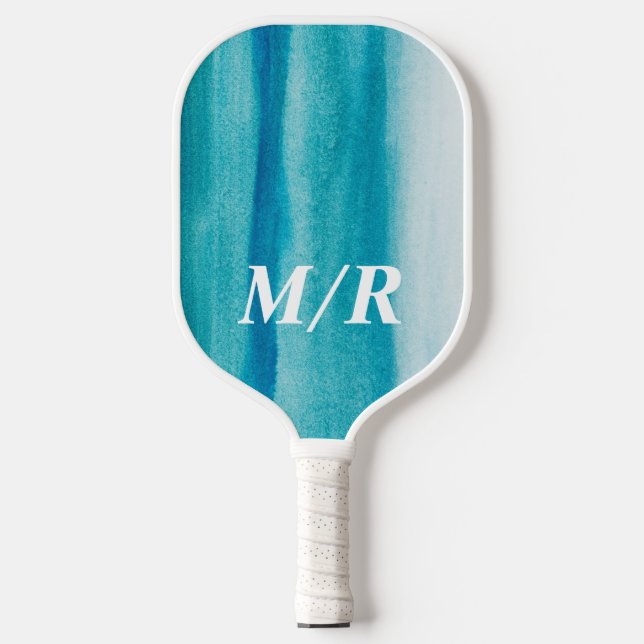 Raquette De Pickleball Elégante texture Ombre bleue personnalisée (Recto)