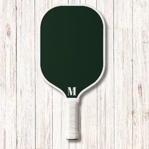 Raquette De Pickleball Emerald Green et blanc Monogramme moderne