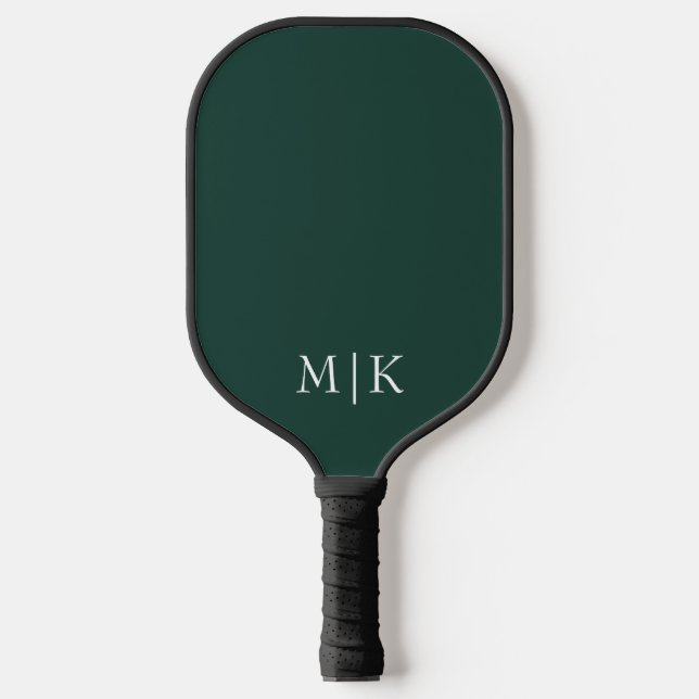 Raquette De Pickleball Emerald Green et White | Monogramme moderne (Recto)