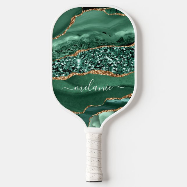 Raquette De Pickleball Emerald Green Gold Votre nom Pickleball Paddle (Recto)
