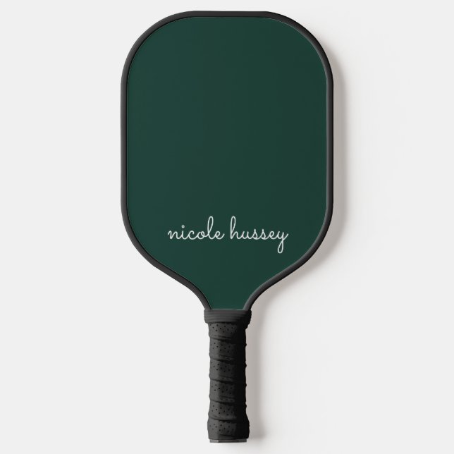 Raquette De Pickleball Émeraude verte | Moderne Monogramme élégant (Recto)