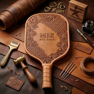 Raquette de Pickleball en Cuir Vintage avec Initia