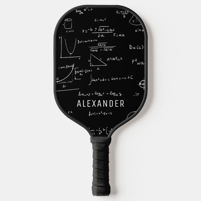 Raquette De Pickleball Équations mathématiques en noir blanc personnalisé (Recto)