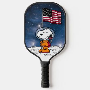 Raquette De Pickleball ESPACE Snoopy avec astronaute du drapeau