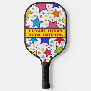 Raquette De Pickleball Étoiles Colorées Monogrammes, Dink Avec Des Amis