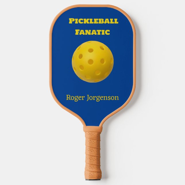 Raquette De Pickleball Fanatique Personnalisé Bleu Jaune Pickleball (Recto)