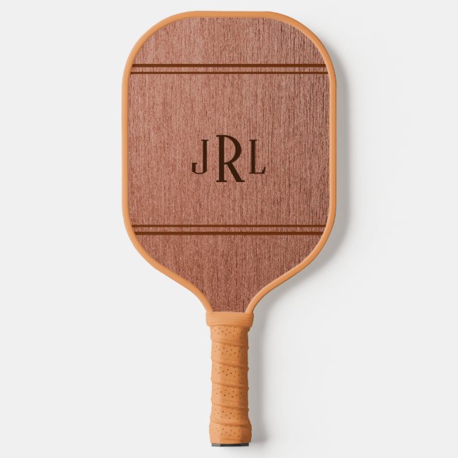 Raquette De Pickleball Faux Bois Avec Monogramme (Recto)