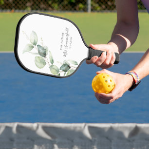 Raquette De Pickleball Fête des mariées de script de feuillage Eucalyptus