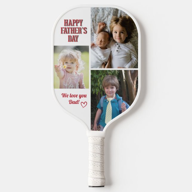 Raquette De Pickleball Fête des pères Collage photo personnalisée (Recto)