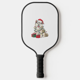 Raquette De Pickleball Feu de Noël Feu de Noël Feu de malamut chien Noël 