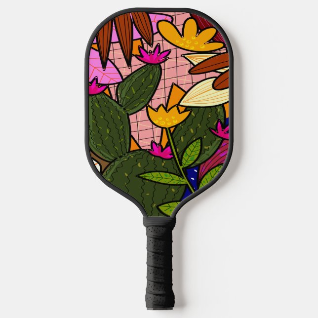 Raquette De Pickleball feuilles tropicaux Abstraits et fleurs (Recto)
