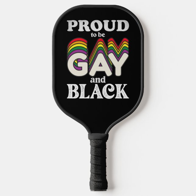 Raquette De Pickleball Fière D'Être Gay Et Noir De Fierté LGBT (Recto)