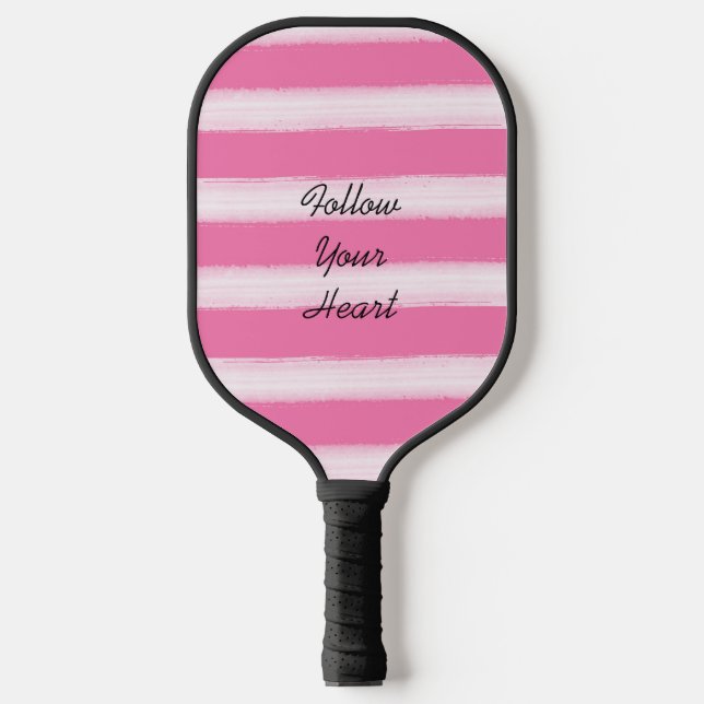 Raquette De Pickleball Fille rose rayures blanches (Recto)