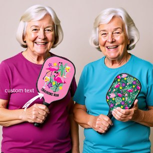 Raquette De Pickleball 🦩 🦩 Flamant rose de texte personnalisé Dinking,