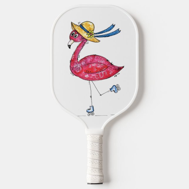 Raquette De Pickleball Flamant rose rose mignon et capricieux sur les pat (Recto)