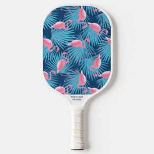 Raquette De Pickleball Flamant rose tropical Palm Imprimer Nom personnali