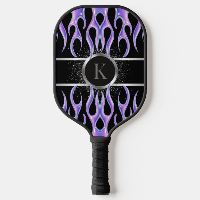 Raquette De Pickleball Flamme violette personnalisée en métal personnalis (Recto)