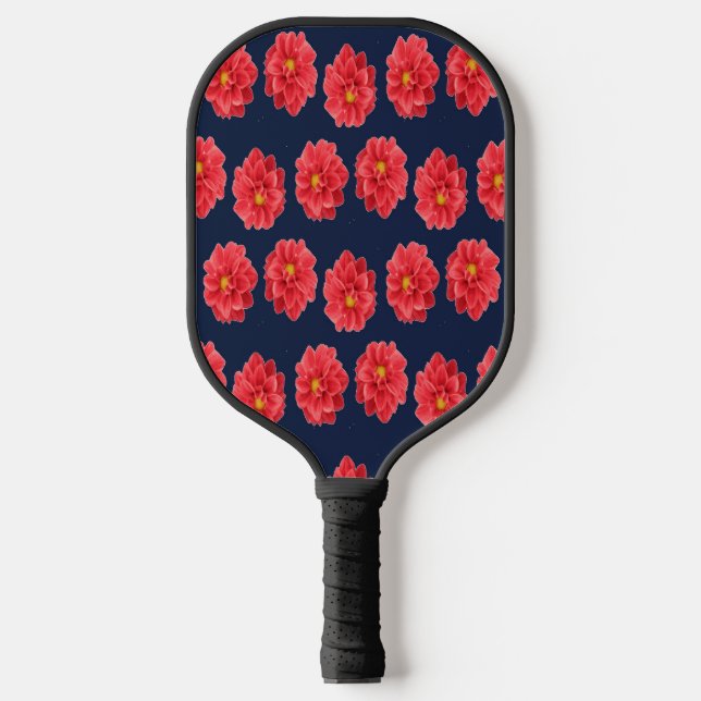 Raquette De Pickleball Fleur de dahlia rose en bleu (Recto)