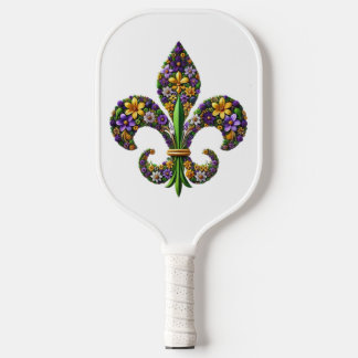 Raquette De Pickleball Fleur de lis Floral Mardi Gras