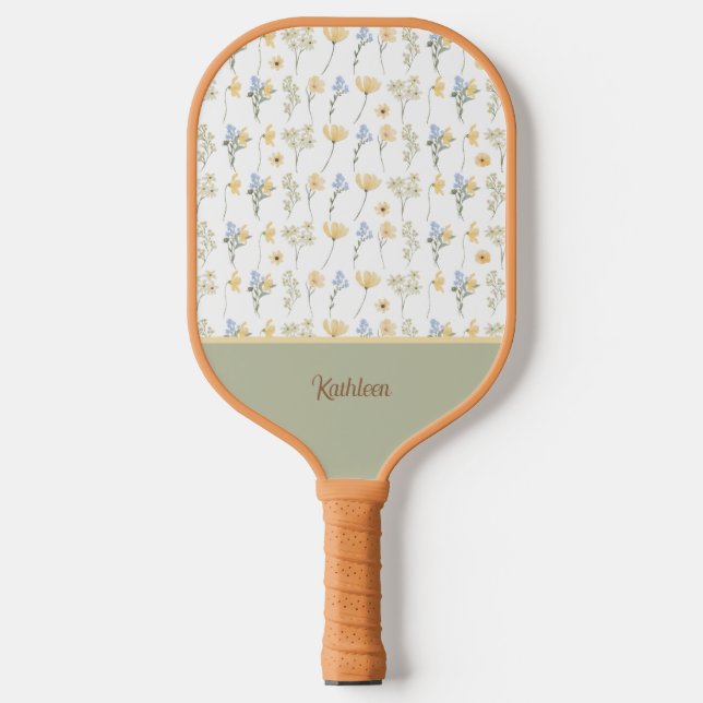 Raquette De Pickleball Fleur sauvage d'aquarelle simple (Recto)