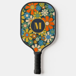 Raquette De Pickleball Fleurs de jardin rétro florale joyeuse 60s 70s