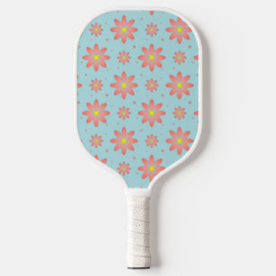 Raquette De Pickleball Fleurs de marguerite délicates rose corail et bleu