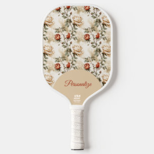 Raquette De Pickleball Fleurs florales vintages personnalisent Officielle