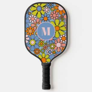Raquette De Pickleball Fleurs Jardin Rétro Super 60s Floral Initial