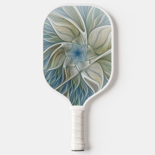 Raquette De Pickleball Floral Dream Motif Abstrait Blue Khaki Fractal