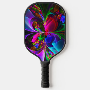 Raquette De Pickleball Floral moderne Art Abstrait Rouge Bleu Motif #12