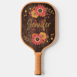 Raquette De Pickleball Flore automnale personnalisée sur Wood Paddle Pro