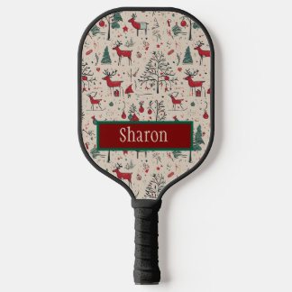 Raquette De Pickleball Folk Art Primitive Christmas Pickleball Paddle