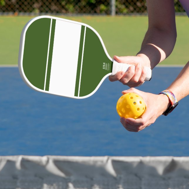 Raquette De Pickleball Forêt cool Vert Blanc Horizontal Stripes (Insitu)