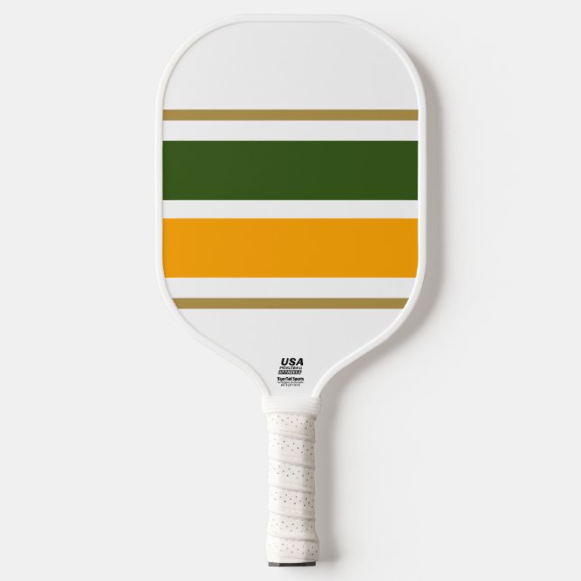 Raquette De Pickleball Forêt sportive Vert Golden Yellow Racing Stripes (Recto)