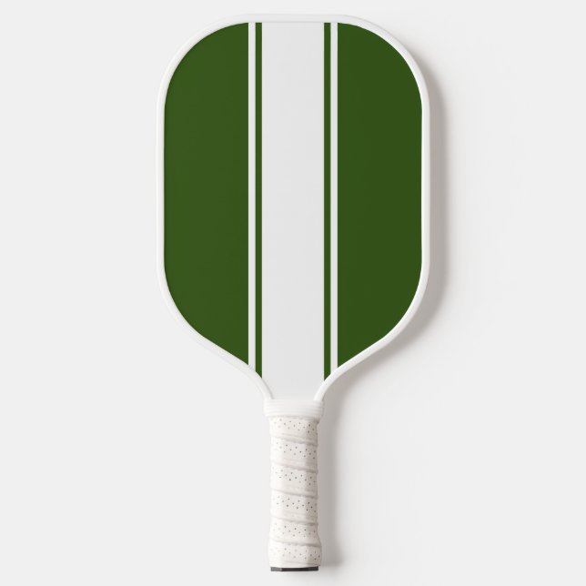 Raquette De Pickleball Forêt Vert mince Blanc Verticale Stripes de course (Recto)