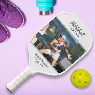 Raquette De Pickleball Fun Custom Text and Photo White Personnalisé