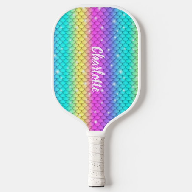 Raquette De Pickleball Fun mignon fille scintillant Rainbow Mermaid échel (Recto)