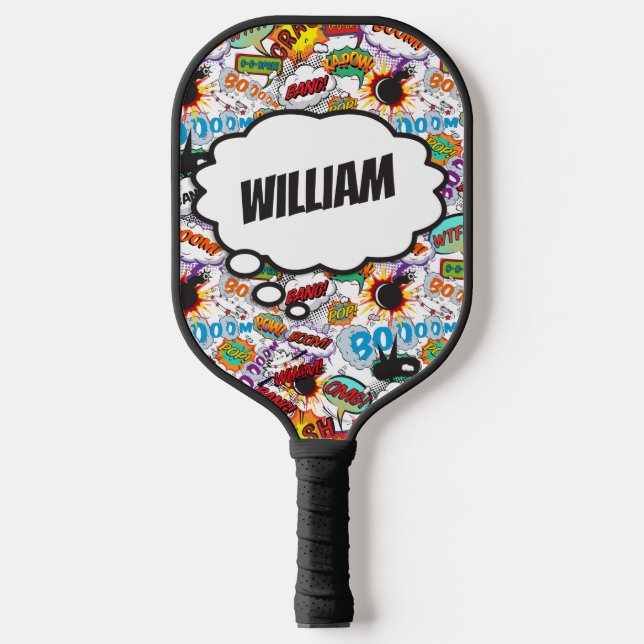 Raquette De Pickleball Fun Personnalisé Nom Comic Book (Recto)