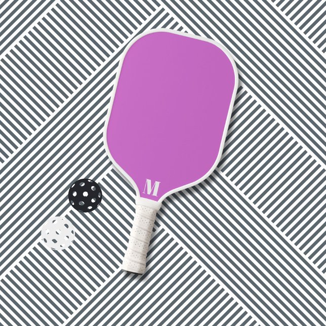 Raquette De Pickleball Funk orchidée pourpre et blanc Monogramme moderne (Créateur téléchargé)